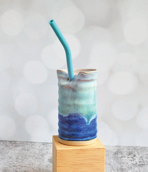 Straw Tumbler - Aqua and Blue