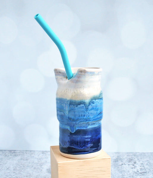 Straw Tumbler - Blue and White Crystal
