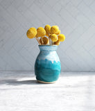 Vase - White and Teal - Medium