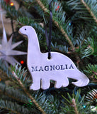 personalized dinosaur ornaments: Personalized Brachiosaurus ornament in purple