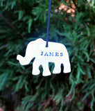Elephant Ornament, PersonalizedThis personalized porcelain elephant ornament is a keepsake you will always treasure. Add a first name, last name, year or combination. 