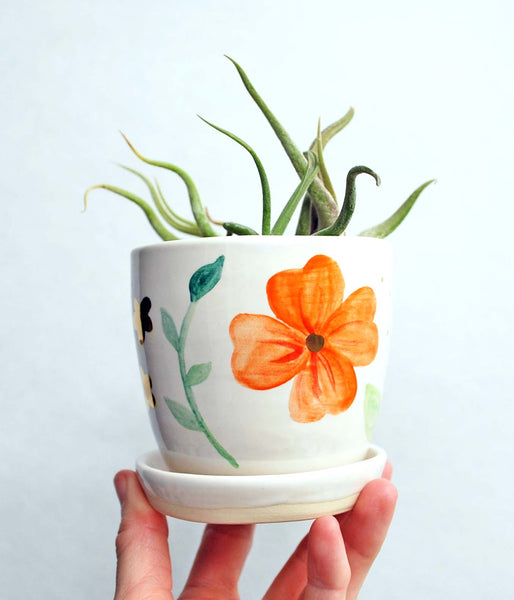 Watercolor Flower Mini Planter