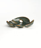 Green and Gold Monstera Leaf Bowl - SmallMonstera Leaf Bowl :: Philodendron Leaf Dish :: Jewelry Storage :: Soap Dish :: Key Holder
This little leaf bowl is handmade with a cream-colored clay, and is glazed