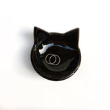 ceramic black cat dish with jewelry 