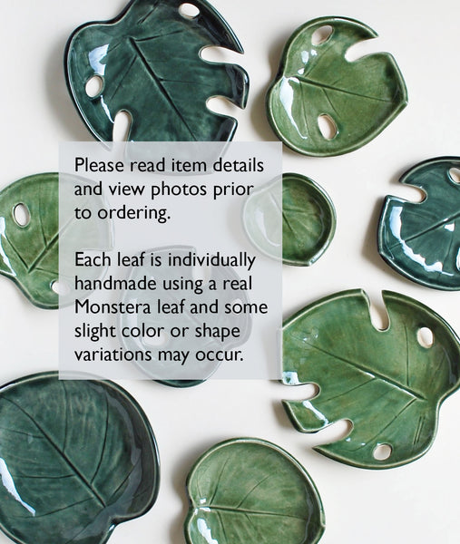 ceramic monstera leaf Green Monstera Leaf Bowl