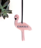 Flamingo Ornament, PersonalizedThis personalized flamingo ornament is a keepsake you will always treasure. Add a first name, last name, year or combination. Makes a great ornament for a child, or 