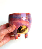 Sunset Planter - SmallPart of the exclusive "Golden Light" Collection. This unique planter is glazed in bright pink and purple glazes with a 22k gold luster sun. Perfect for a tiny succul