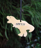 Personalized T-Rex ornament in yellow