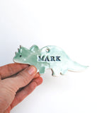 Custom Triceratops shaped ornament in green